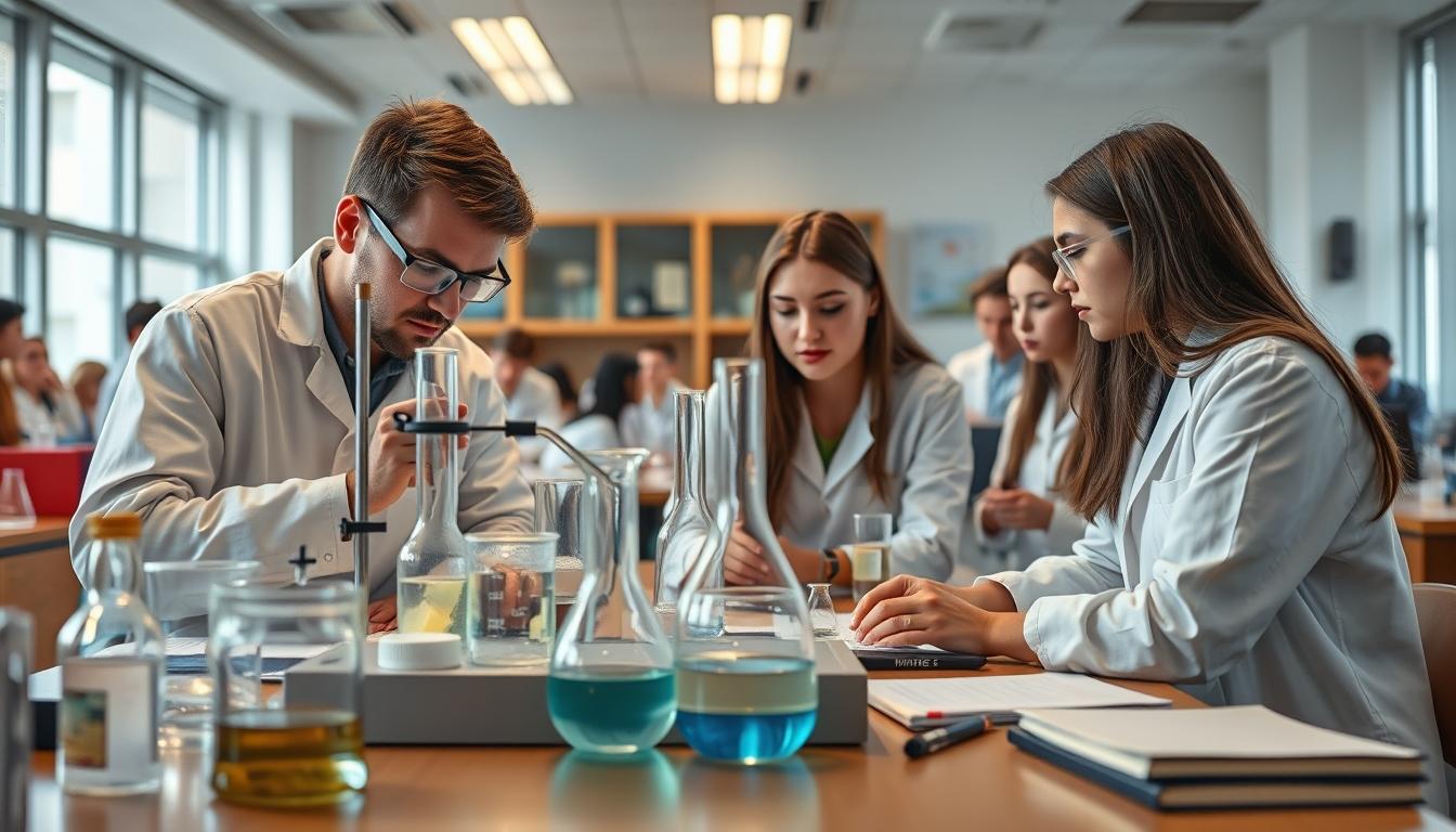 Student using a study guide to organize academic notes